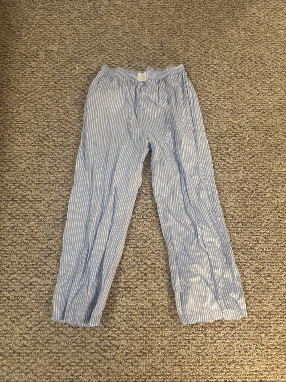 Men's Blue and White Stripe Casual Pants